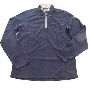 Moosejaw Men's Sz M Navy Blue Fleece 1/4 Zip Pullover Lightweight Minimalist